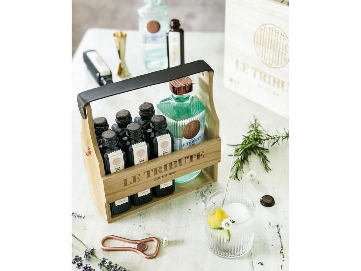 Wooden Pack Gin 70 cl con 6 tonic water - Le Tribute