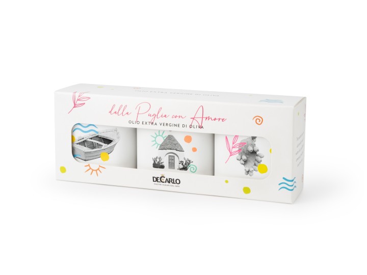 Tris lattina design olio extravergine di oliva IGP 300 ml - De Carlo